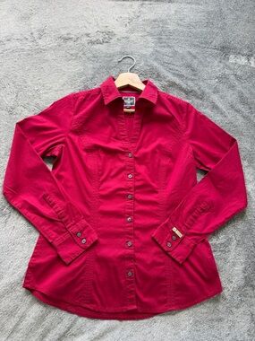 Express Women's Dark Red Button-Down Shirt